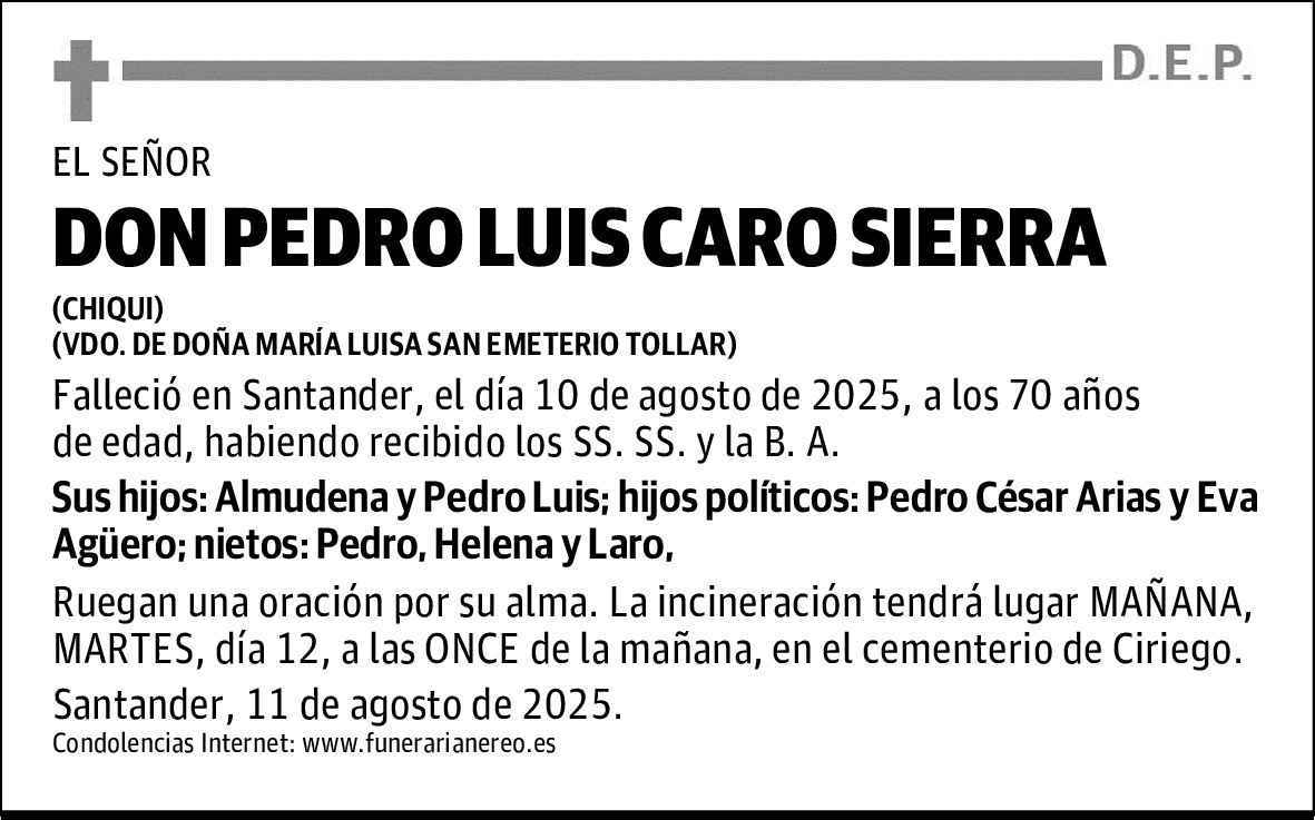 DON PEDRO LUIS CARO SIERRA