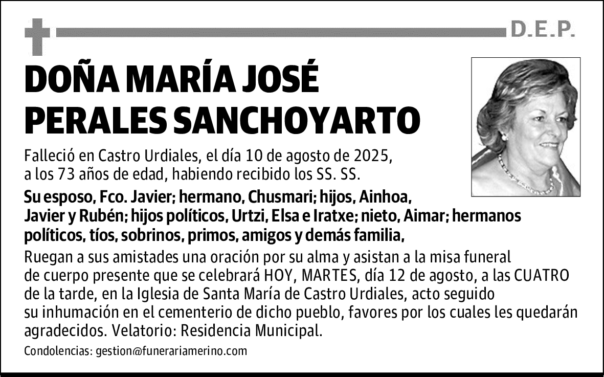 DOÑA MARÍA JOSÉ PERALES SANCHOYARTORTO