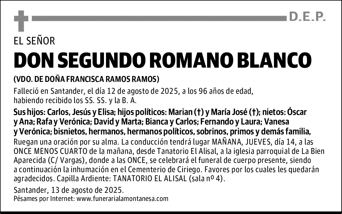 DON SEGUNDO ROMANO BLANCO