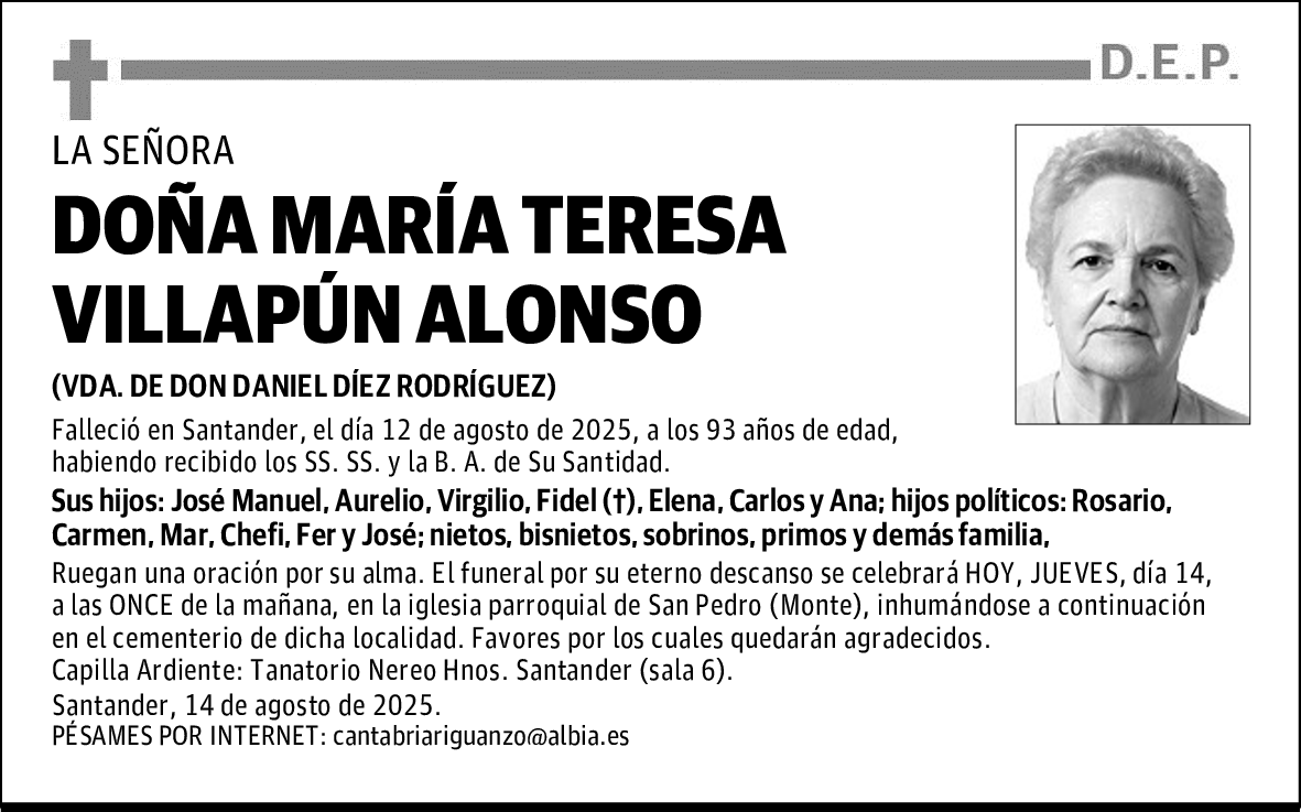DOÑA MARÍA TERESA VILLAPÚN ALONSO