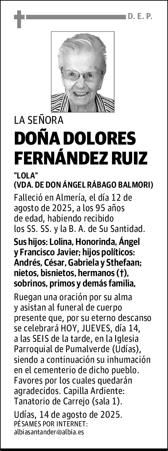 DOÑA DOLORES FERNÁNDEZ RUIZ