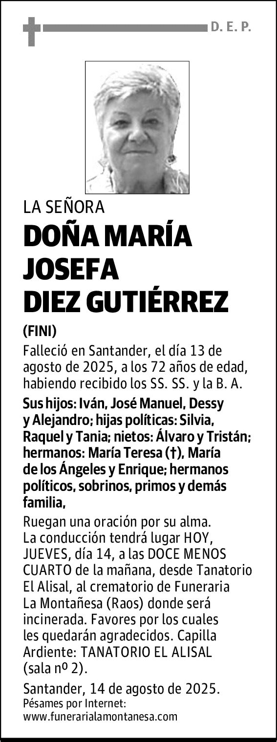 DOÑA MARÍA JOSEFA DIEZ GUTIÉRREZ