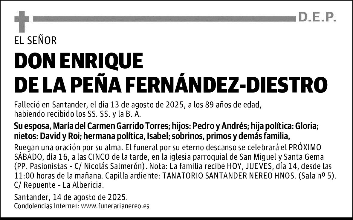 DON ENRIQUE DE LA PEÑA FERNÁNDEZ-DIESTRO