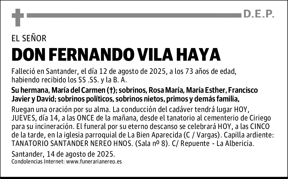 DON FERNANDO VILA HAYA