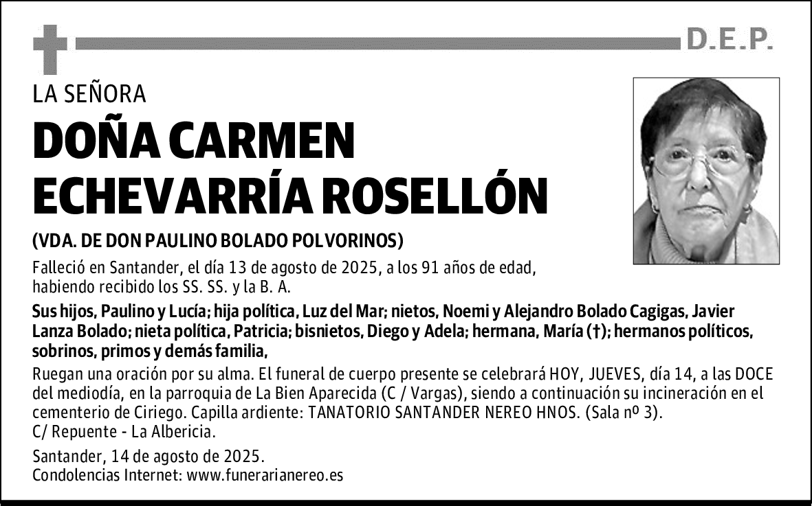 DOÑA CARMEN ECHEVARRÍA ROSELLÓN