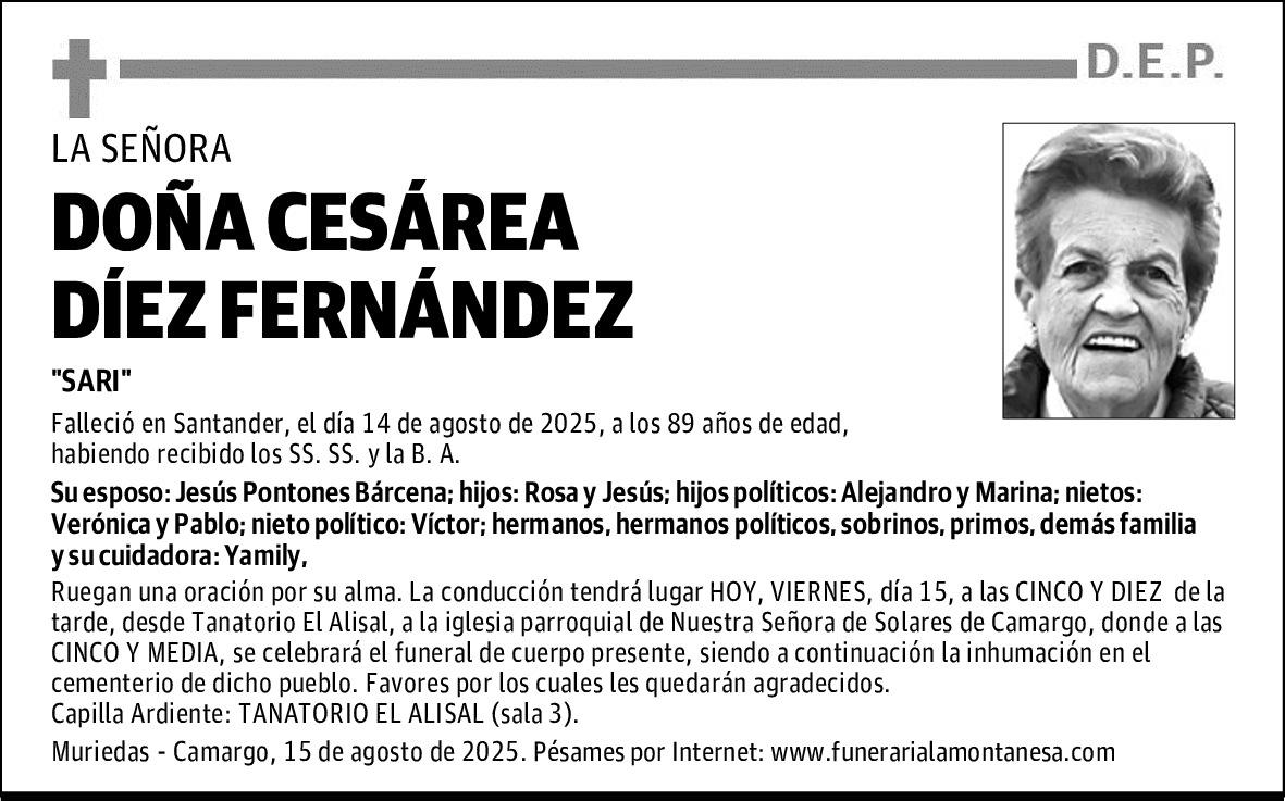 DOÑA CESÁREA DÍEZ FERNÁNDEZ