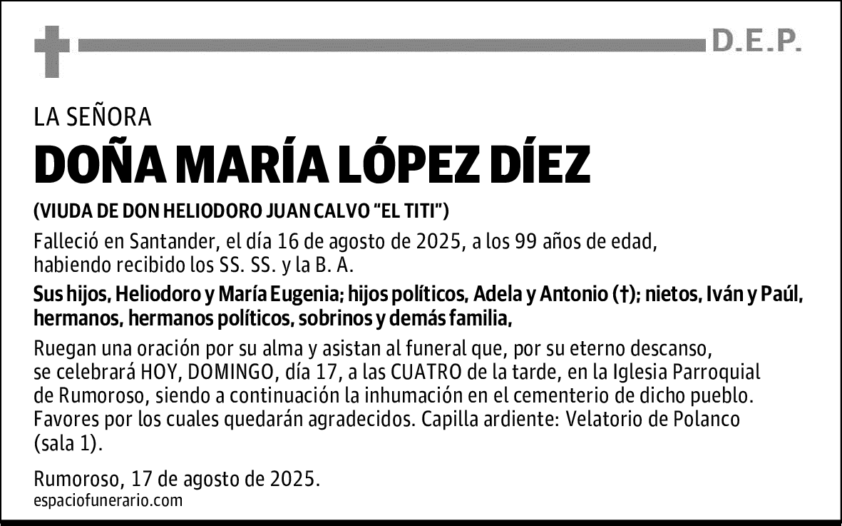 DOÑA MARÍA LÓPEZ DÍEZ