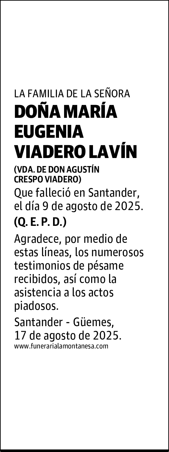 DOÑA MARÍA EUGENIA VIADERO LAVÍN