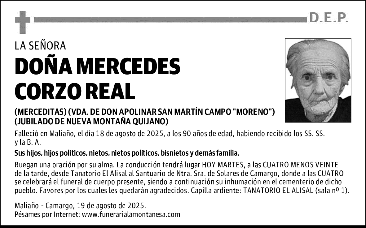 DOÑA MERCEDES CORZO REAL