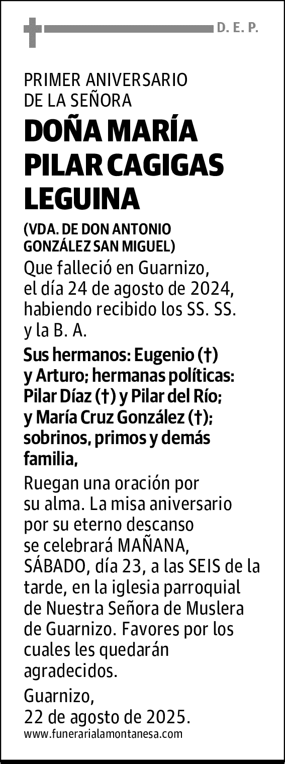 DOÑA MARÍA PILAR CAGIGAS LEGUINA