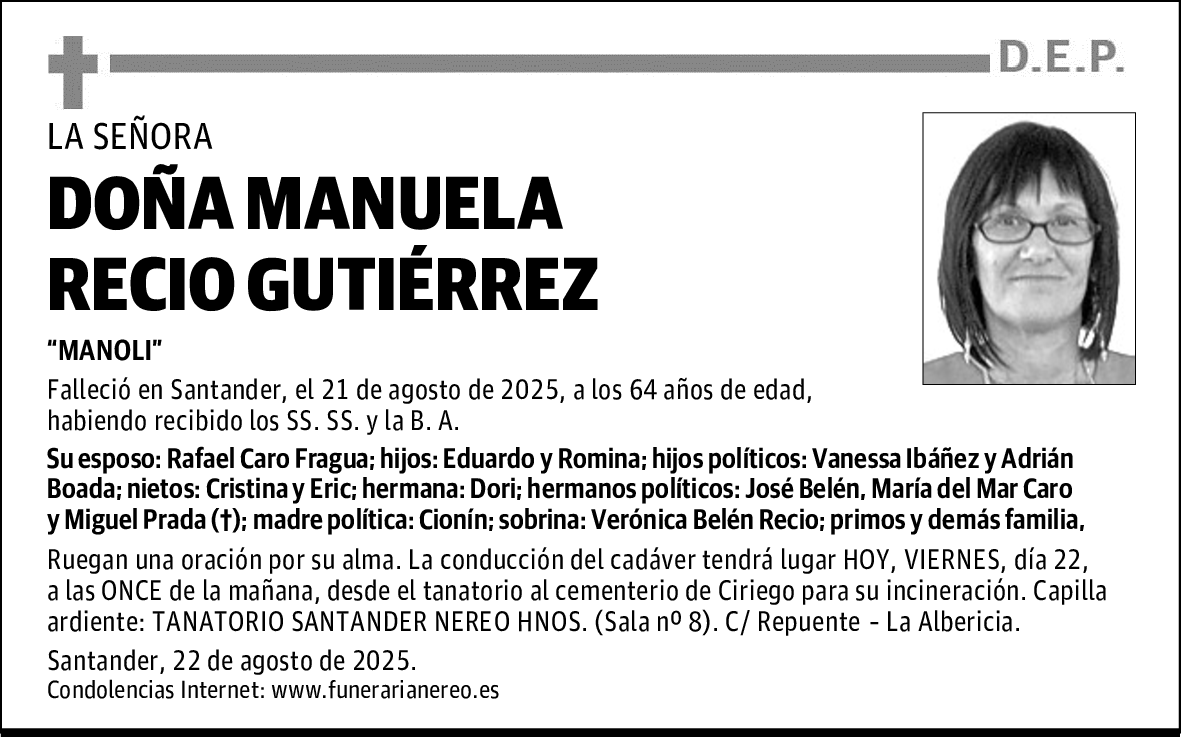 DOÑA MANUELA RECIO GUTIÉRREZ