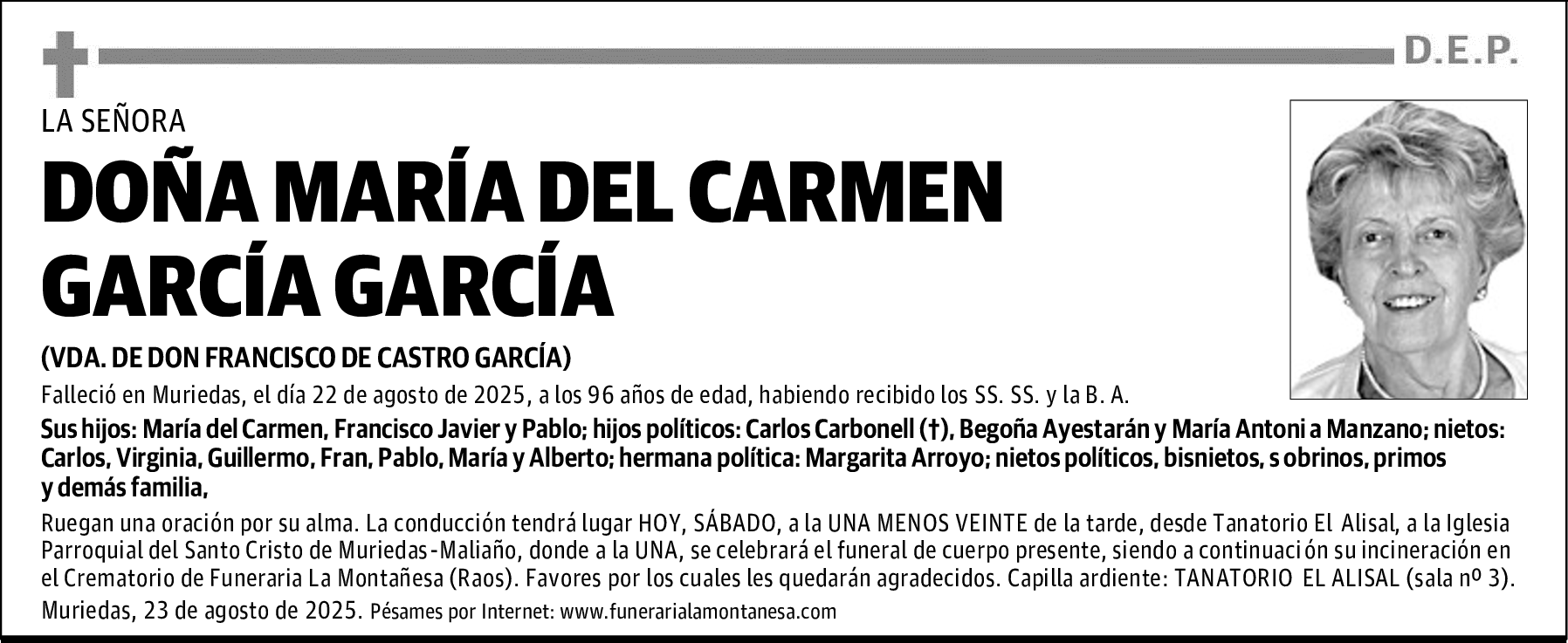 DOÑA MARÍA DEL CARMEN GARCÍA GARCÍA