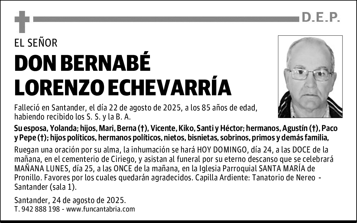 DON BERNABÉ LORENZO ECHEVARRÍA