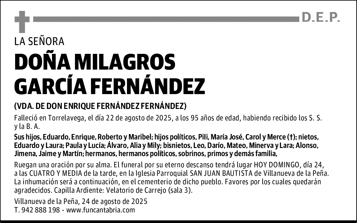 DOÑA MILAGROS GARCÍA FERNÁNDEZ