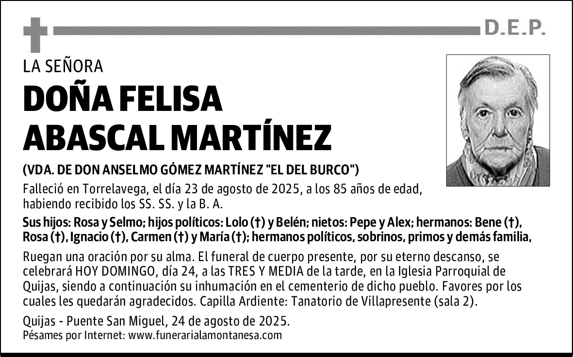 DOÑA FELISA ABASCAL MARTÍNEZ