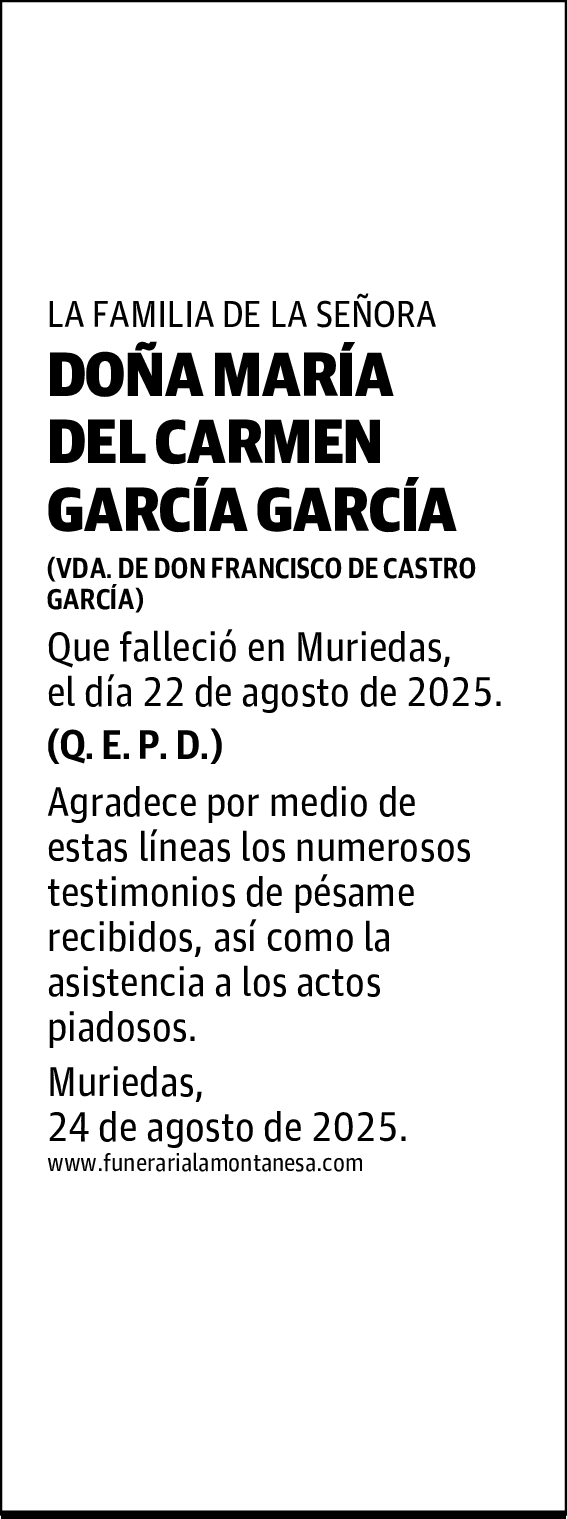 DOÑA MARÍA DEL CARMEN GARCÍA GARCÍA