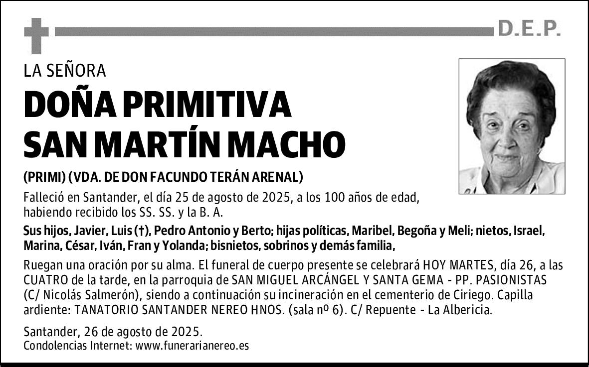 DOÑA PRIMITIVA SAN MARTÍN MACHO