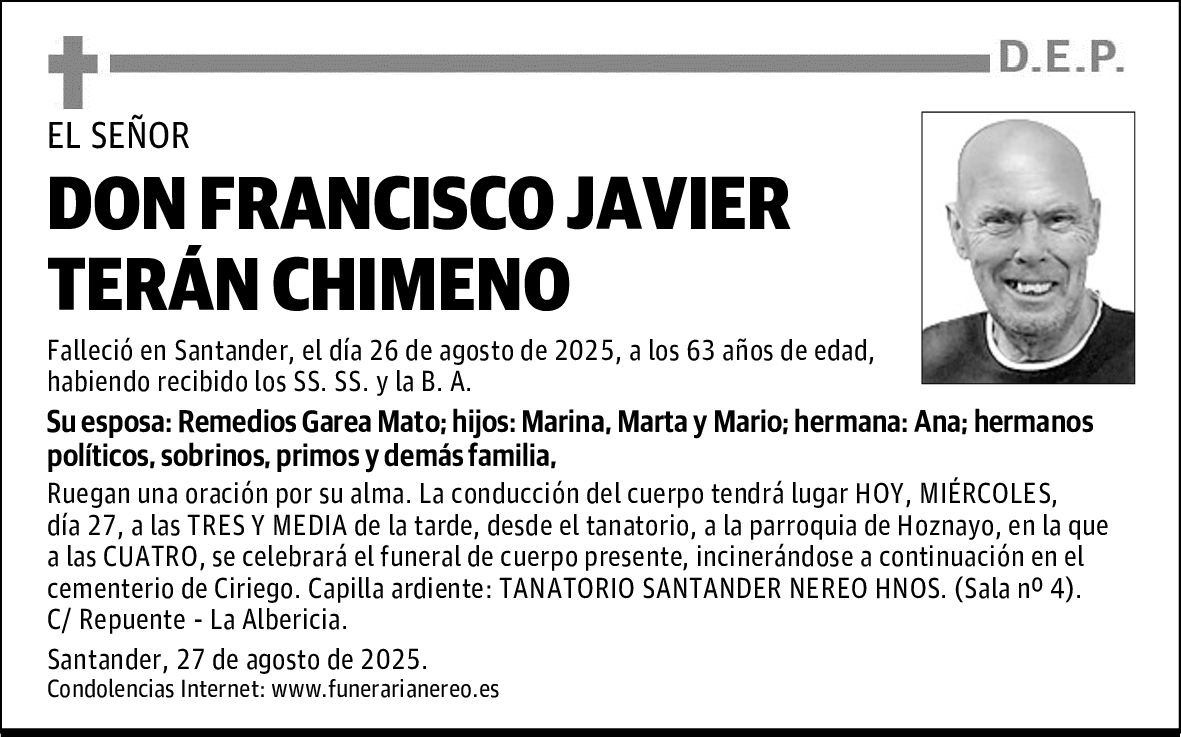 DON FRANCISCO JAVIER TERÁN CHIMENO