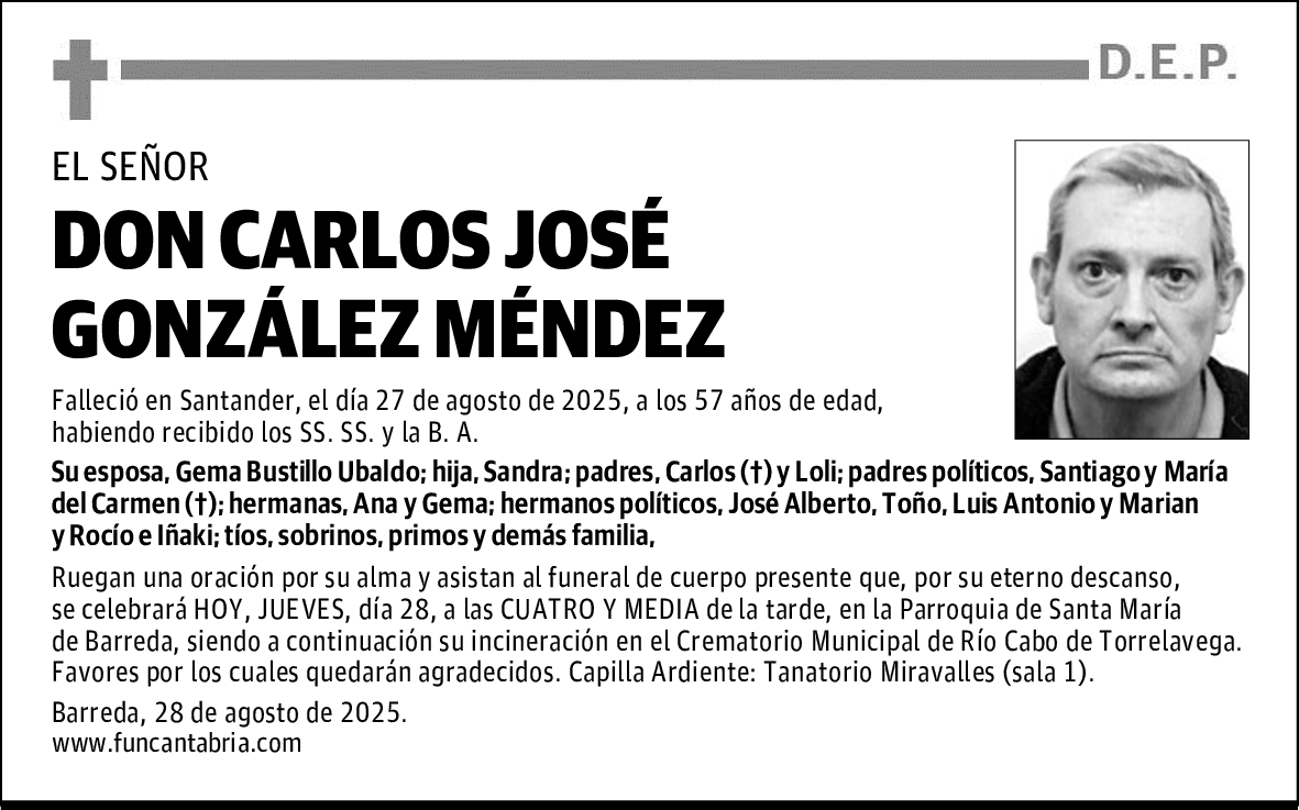 DON CARLOS JOSÉ GONZÁLEZ MÉNDEZ