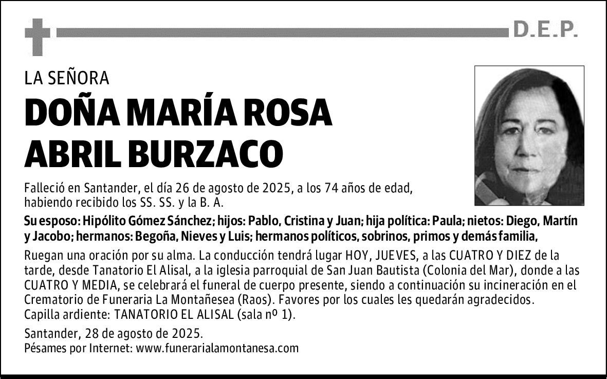DOÑA MARÍA ROSA ABRIL BURZACO