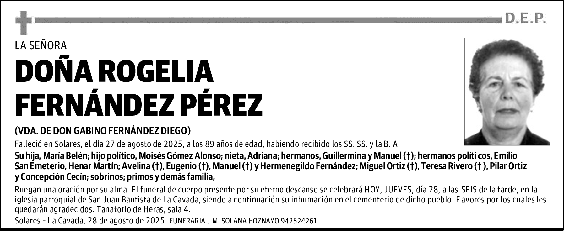 DOÑA ROGELIA FERNÁNDEZ PÉREZ