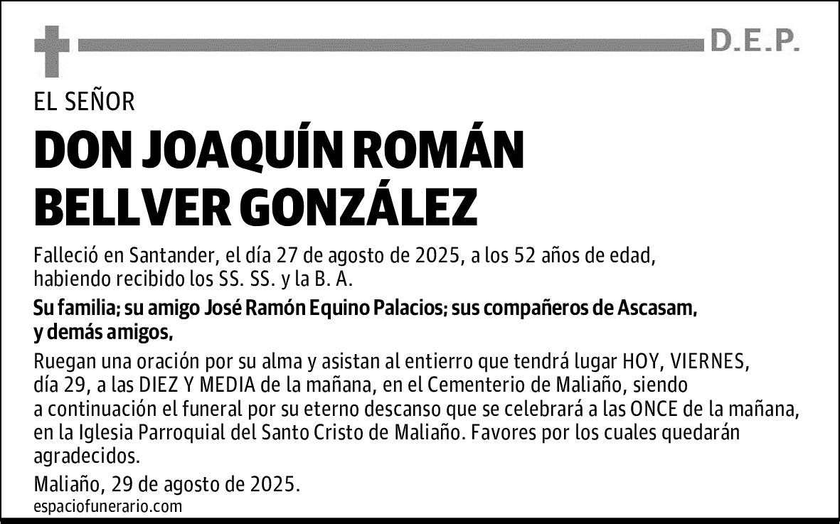 DON JOAQUÍN ROMÁN BELLVER GONZÁLEZ