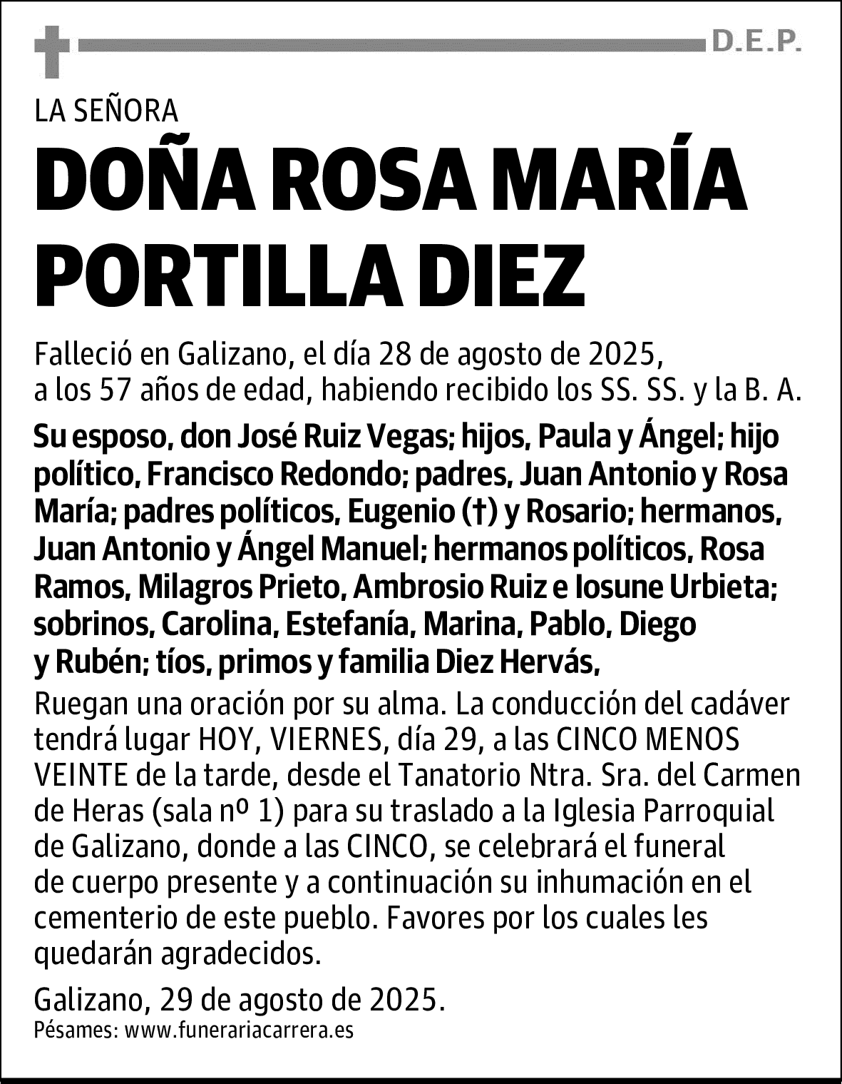 DOÑA ROSA MARÍA PORTILLA DIEZ