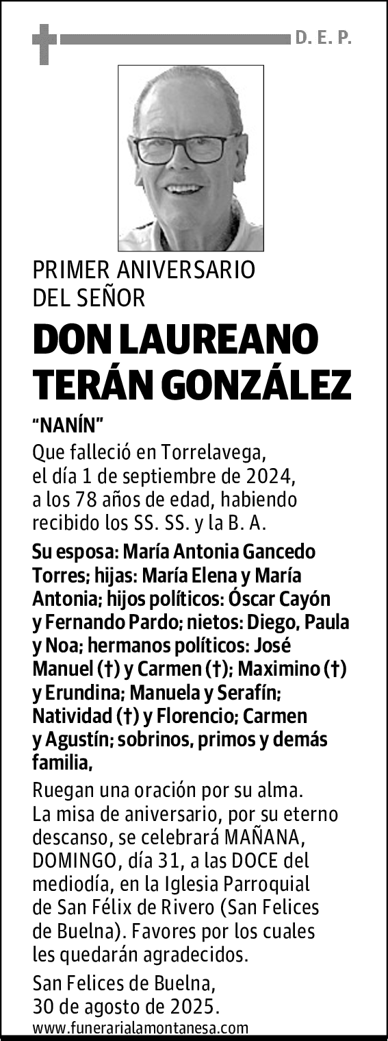 DON LAUREANO TERÁN GONZÁLEZ