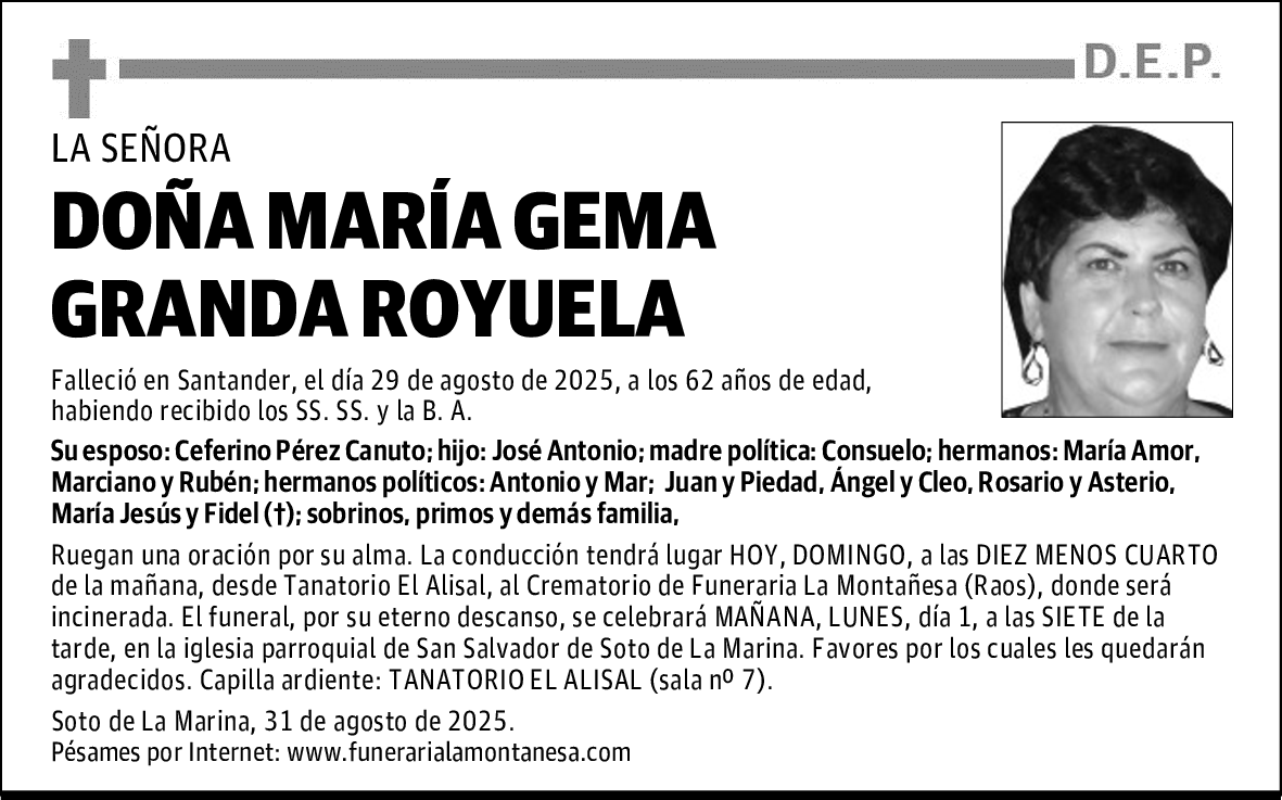 DOÑA MARÍA GEMA GRANDA ROYUELA