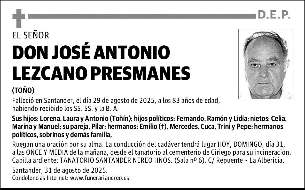 DON JOSÉ ANTONIO LEZCANO PRESMANES