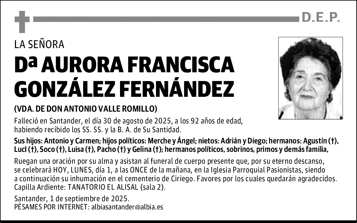 DOÑA AURORA FRANCISCA GONZÁLEZ