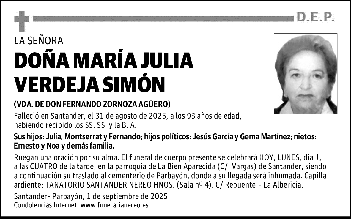 DOÑA MARÍA JULIA VERDEJA SIMÓN
