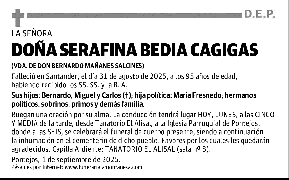 DOÑA SERAFINA BEDIA CAGIGAS