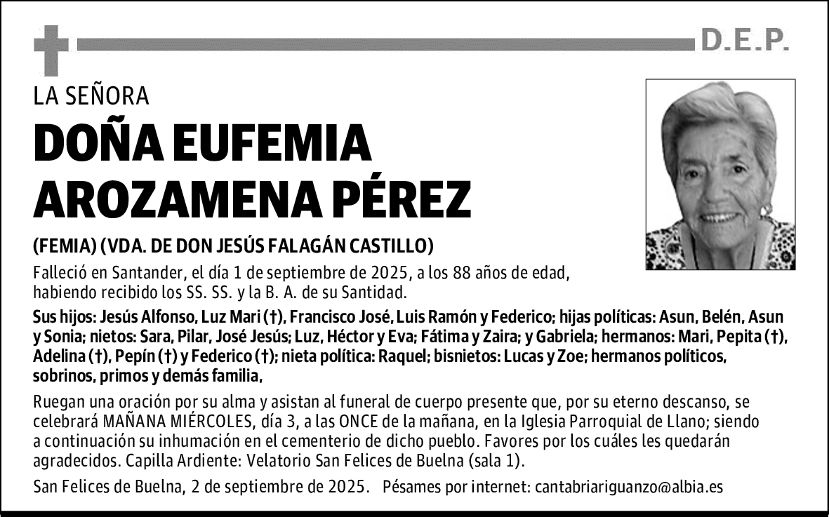 DOÑA EUFEMIA AROZAMENA PÉREZ