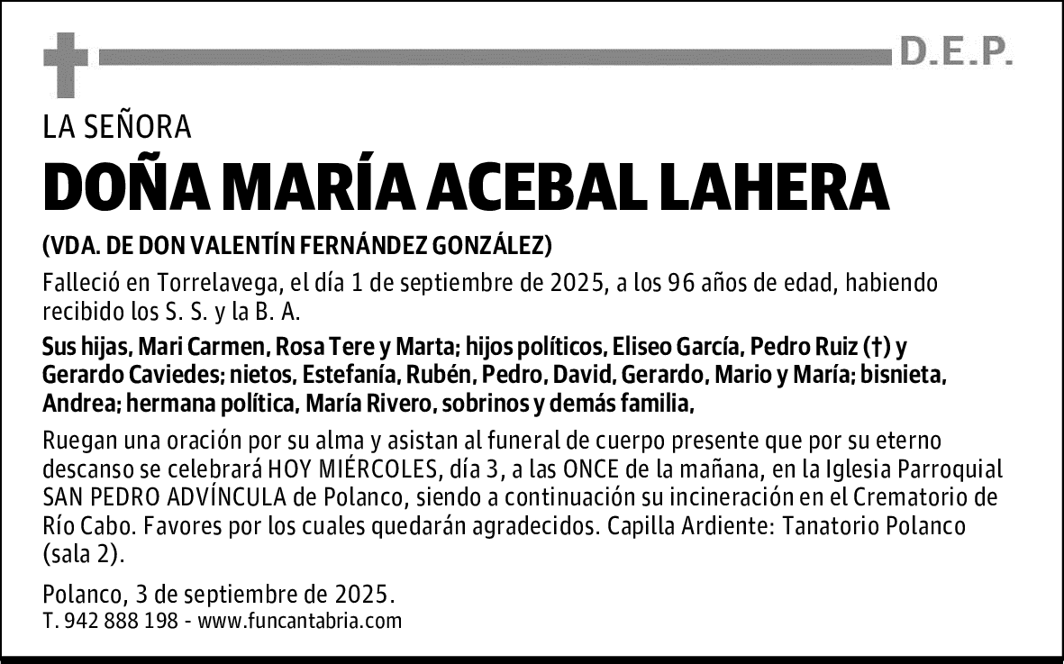 DOÑA MARÍA ACEBAL LAHERA