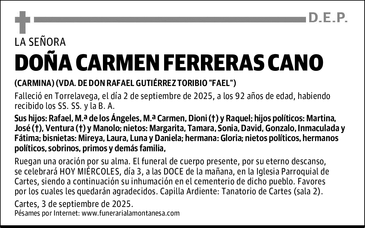 DOÑA CARMEN FERRERAS CANO