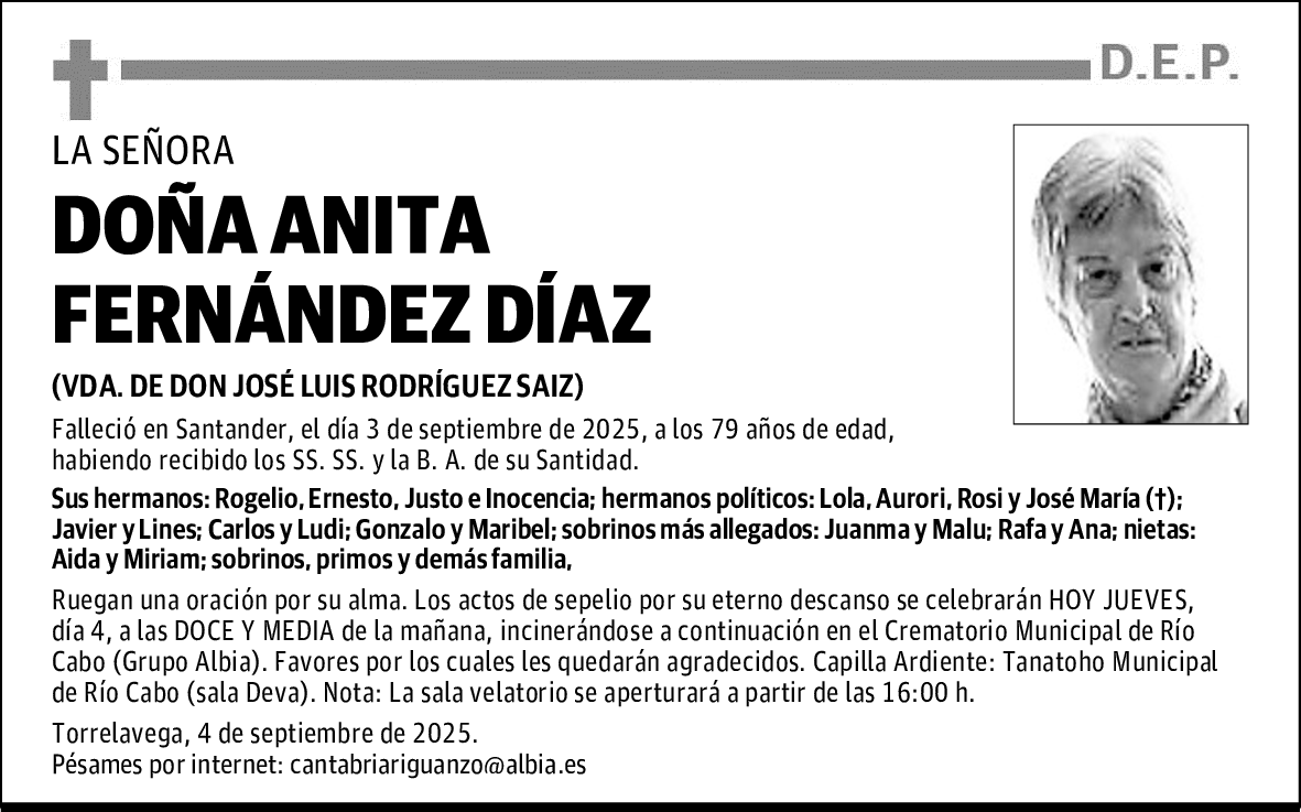 DOÑA ANITA FERNÁNDEZ DÍAZ