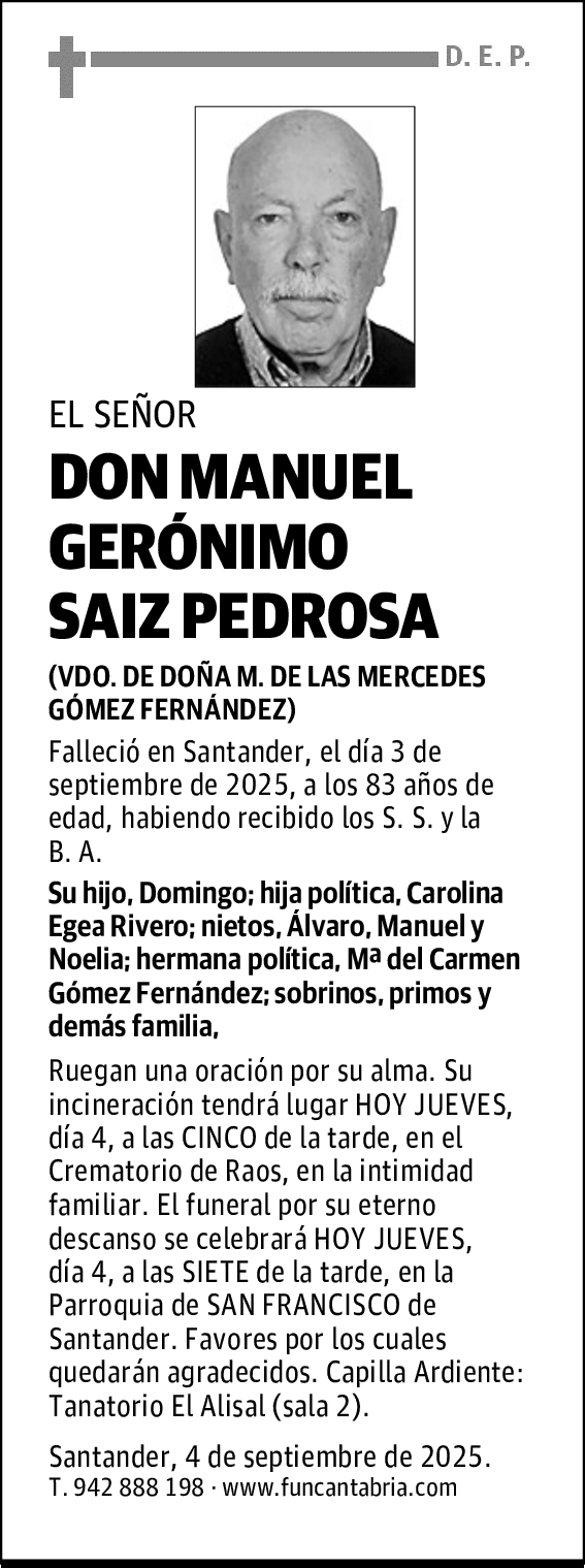 DON MANUEL GERÓNIMO SAIZ PEDROSA