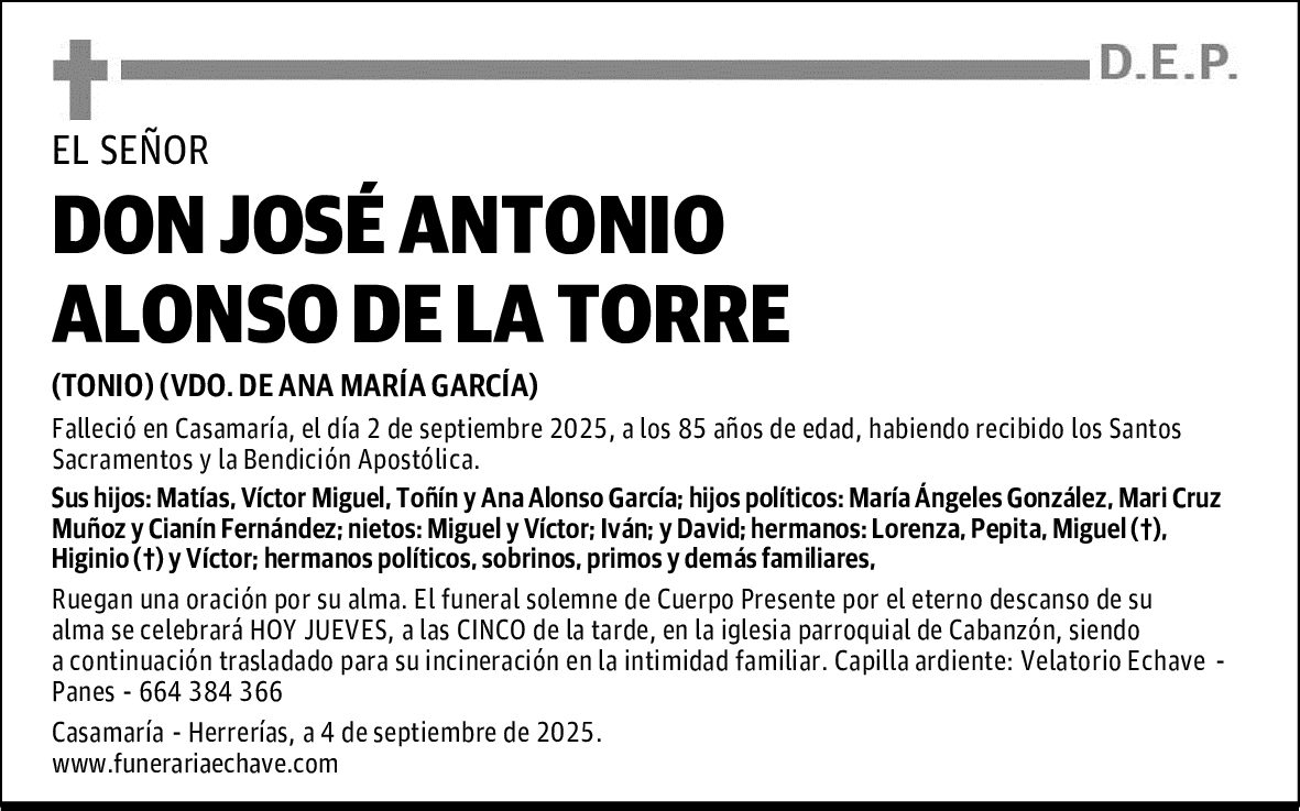 DON JOSÉ ANTONIO ALONSO DE LA TORRE