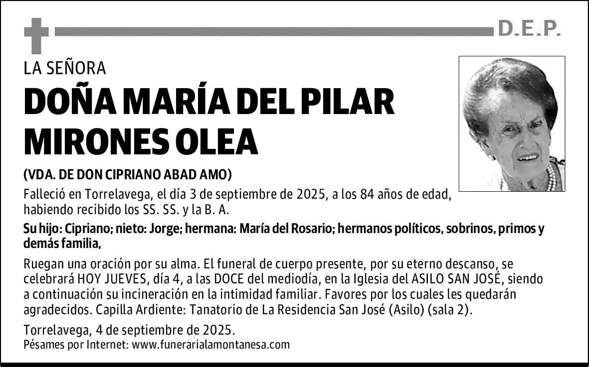 DOÑA MARÍA DEL PILAR MIRONES OLEA