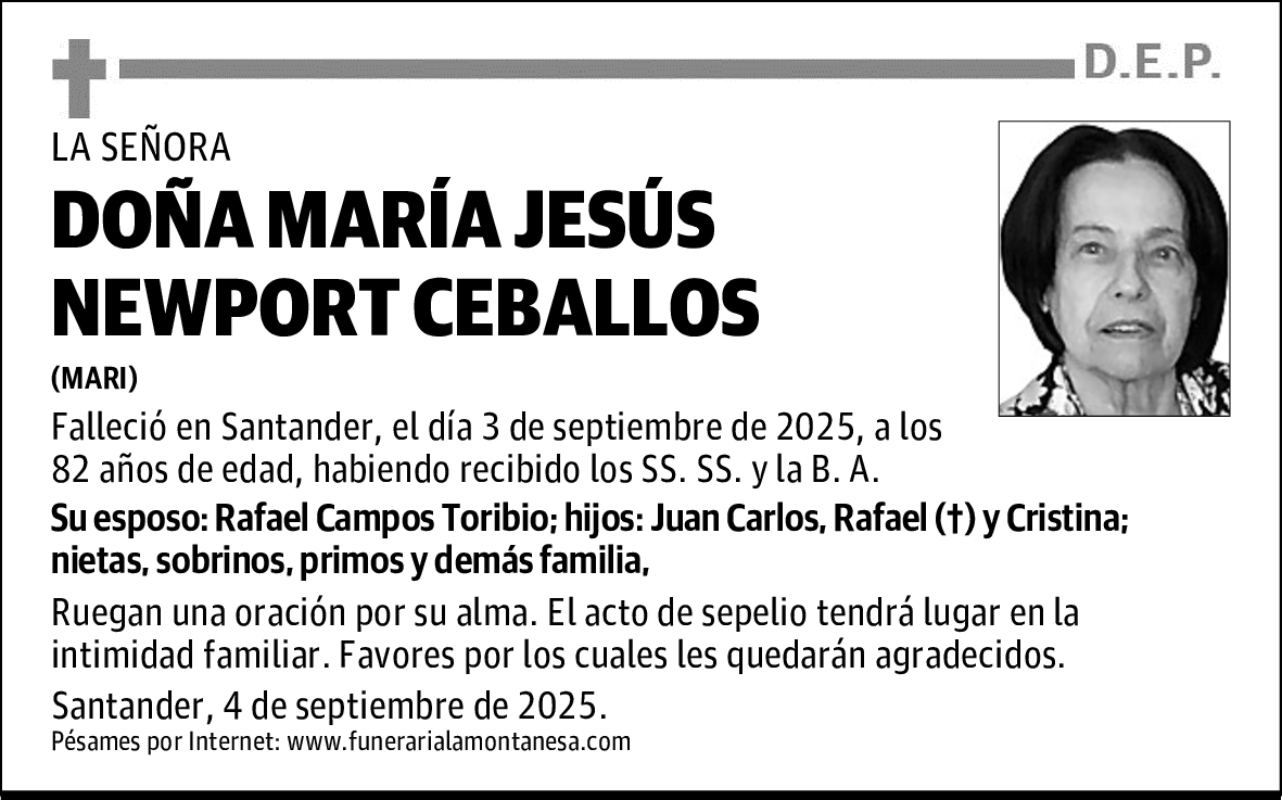 DOÑA MARÍA JESÚS NEWPORT CEBALLOS