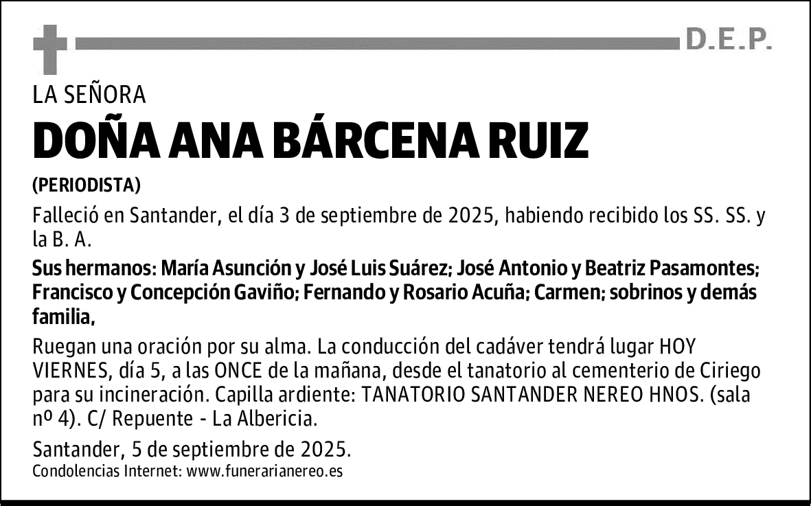 DOÑA ANA BÁRCENA RUIZ