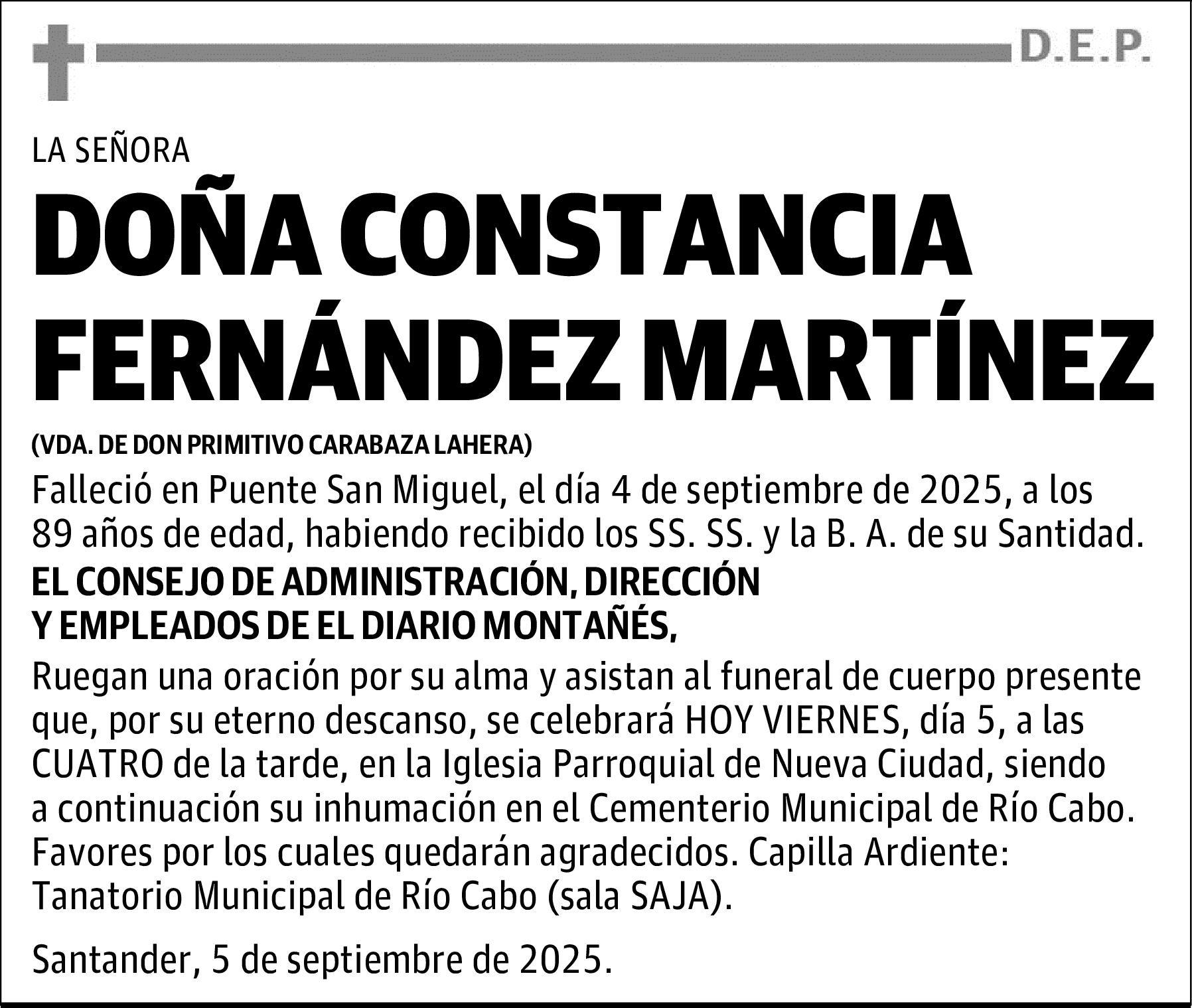 DOÑA CONSTANCIA FERNÁNDEZ MARTÍNEZ
