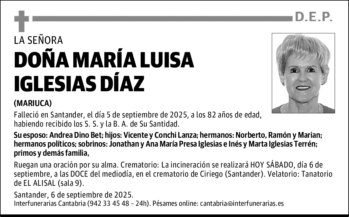 DOÑA MARÍA LUISA IGLESIAS DÍAZ
