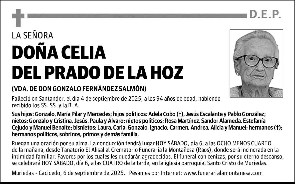 DOÑA CELIA DEL PRADO DE LA HOZ