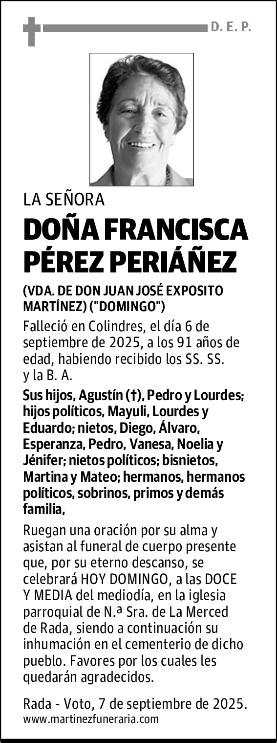 DOÑA FRANCISCA PÉREZ PERIÁÑEZ
