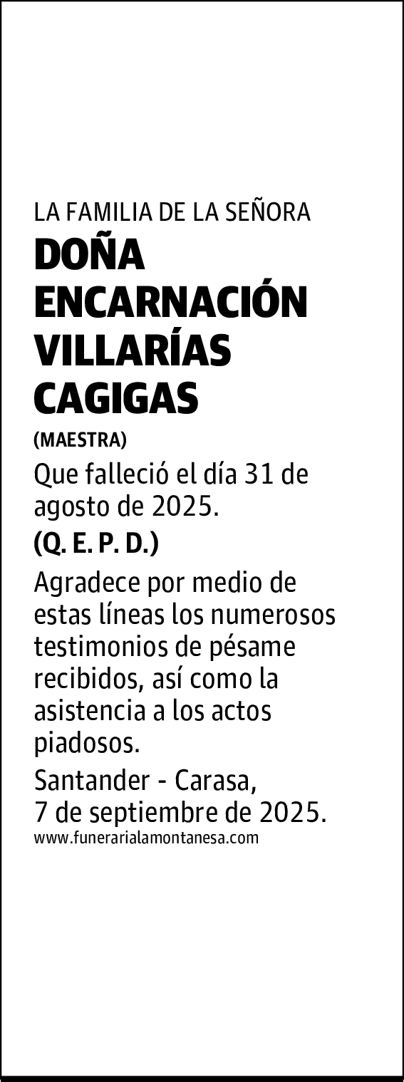 DOÑA ENCARNACIÓN VILLARÍAS CAGIGAS