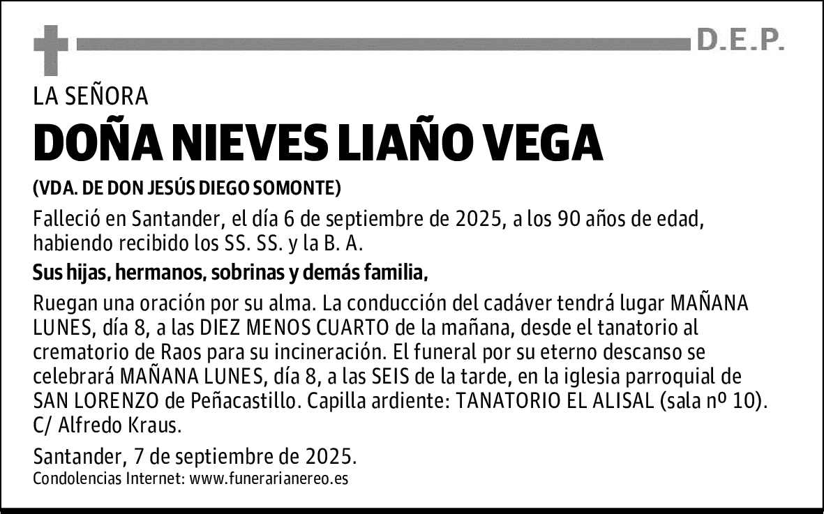 DOÑA NIEVES LIAÑO VEGA