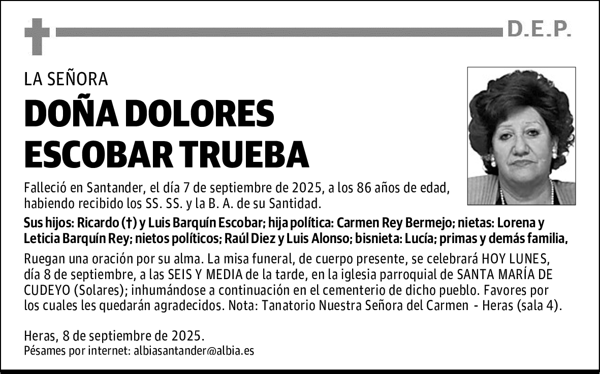 DOÑA DOLORES ESCOBAR TRUEBA