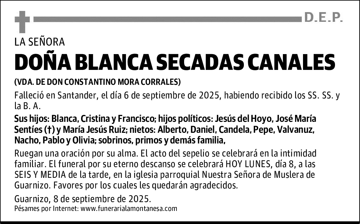 DOÑA BLANCA SECADAS CANALES